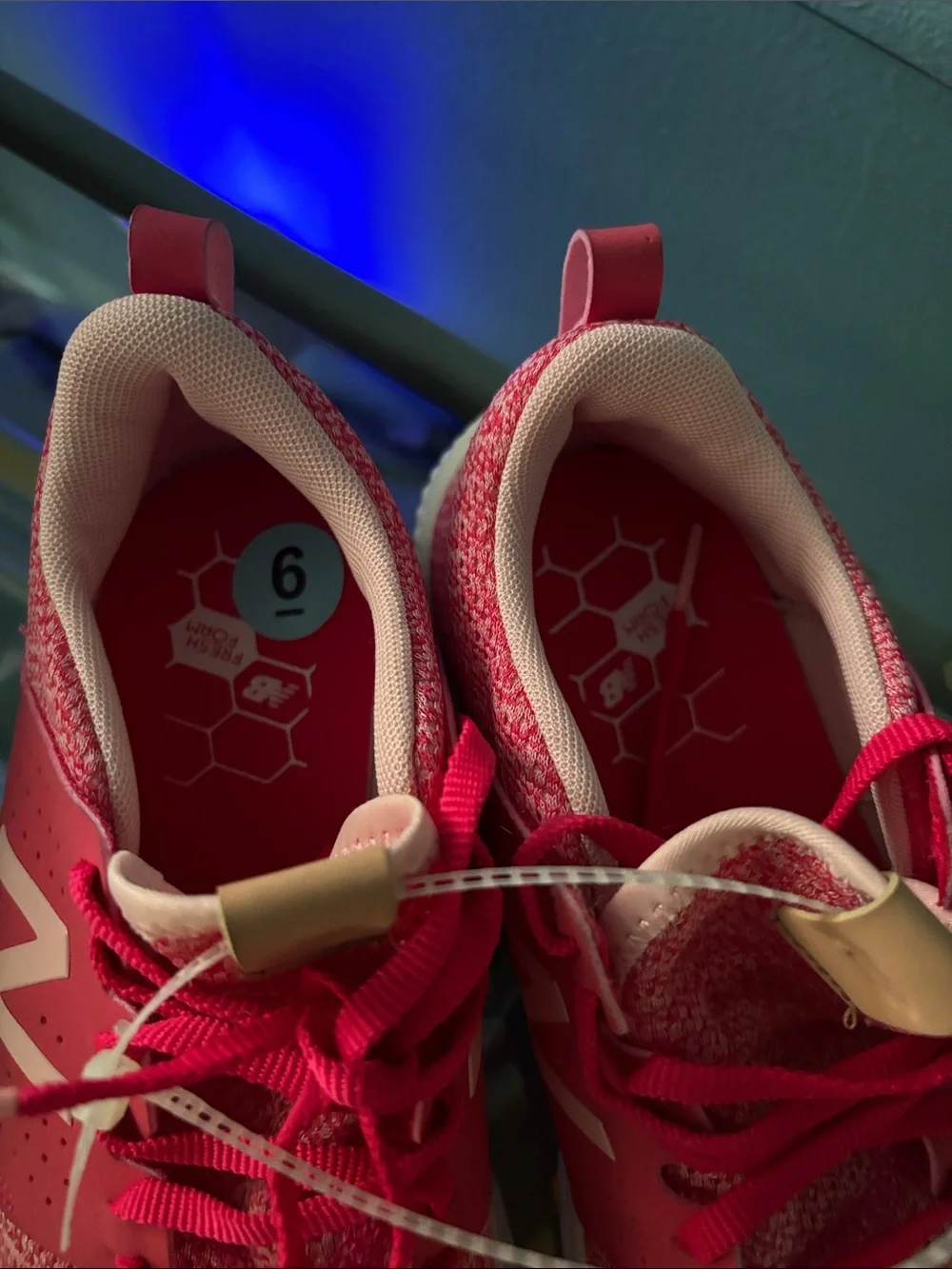 New Balance Pink and Coral Knit Running Shoes